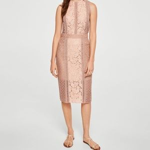 Pink guipure lace skirt